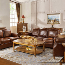 Genuine Leather Single Wooden Arm Sofa Chair